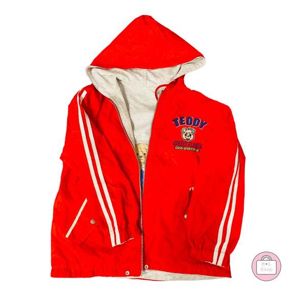 Boys Reversible Red and Grey Teddy Bear Jacket - Picture 1 of 6